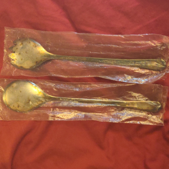 QUEEN ANNE SILVER PLATED ENGLAND SIGNED 2 Piece Set Large Fork & Spoon - Picture 16 of 16